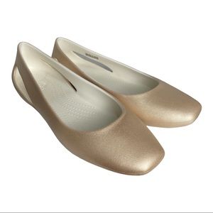 Crocs Sloane Women's Metallic Champagne Ballet Flat Size 10